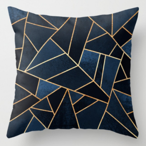 Geometric párnahuzat arany háromszögek tenger kék